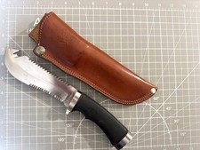 KATZ Knives AZ K-55 Hunters Tool Black Kraton Handle Fixed Knife -Leather Sheath picture