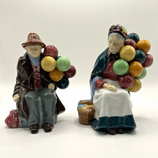 Balloon Seller Reproductions Ceramic Figurines Pair Hand Painted picture