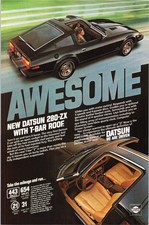 Vintage 1980 Datsun 280-ZX T-Bar Roof Magazine Print Ad Black Sportscar Nissan picture
