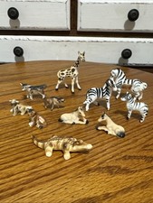 Vintage Miniature Bone Porcelain Figurines Zebra Family & More Set Of 11 Pieces picture