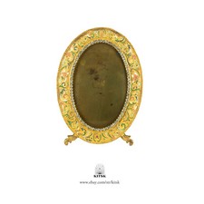 Antique Art Nouveau French Gilt Enamel Jeweled Picture Frame picture