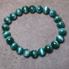 Natural Cat's Eye Green Rutilated Quartz Triple Strand Bracelet picture