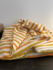 VTG 1970s JC Penneys Mod Striped Flat/ Fitted Twin Bedsheet Set Gold Orange, picture