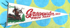 VINTAGE 1960s GREENWATER PROVINCIAL PARK PENNANT BANNER SASKATCHEWAN CANADA picture