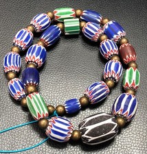 Vintage Venetian Style African Mix Chevron Beads Strand With Big Head 26mm picture