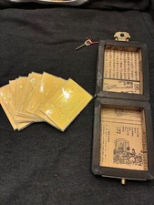 Vintage Asian Lacquer Playing Card Box Case Chinese Japanese Decor w/ 24 k Cards picture