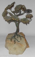 Bijan Metal Smoke Tree Art Sculpture On Agate/Quartz Base picture
