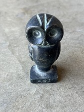 Vintage Mid Century Brass Or Bronze Heavy  Small  Owl Paper Weight Figure Object picture