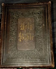 Antique 1850s Leavitt & Allen Family Bible St Pauls Universalist Church  picture