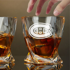 Custom Engraved Montreal Canadiens Whiskey Glass – 10 oz Twisted Rocks Glass picture