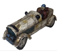 Fun Vintage Large Racing Sport Car 1920’ S Bugatti Sculpture Driver 10” picture