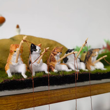Funny Fishing Cat Aquarium Decorations – 5/7/10pcs Mini Cat Figurines Gift picture
