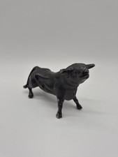 ANTIQUE EARLEY 1900s BLACK CAST IRON BULL READY TO CHARGE FIGURINE original picture