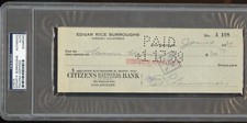 Edgar R. Burroughs signed autograph auto Bank Check Writer Tarzan PSA Slabbed picture