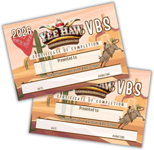 2026 VBS Yeehaw Certificate of Completion 50Pk 6X9” Country Vacation Bible Schoo picture