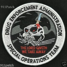 DRUG ENFORCEMENT ADMINISTRATION DEA SPECIAL OPERATIONS TEAM SKULL POLICE PATCH picture