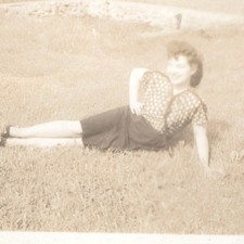 ID'd c1940s Hoover Woman Reclining Lawn Snapshot 929 E Broad Street Columbus OH picture