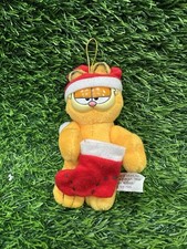 Vtg 1978  Kurt Adler Garfield With Stocking Plush Ornament Christmas Holiday Tag picture