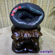 9LB TOP Natural Uruguay Amethyst quartz crystal Money Bag Decoration+stand picture