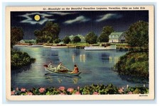 Moonlight on Vermilion Lagoons Vermilion Ohio OH Postcard (ND20) picture