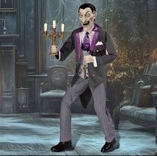 6ft Animated Vampire Butler LED Eyes Sound Motion Sensor Halloween Prop NEW picture