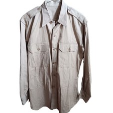Large Vintage WWII US ARMY 1943 Military Poplin Shirt With Stand-Up Collar Large picture