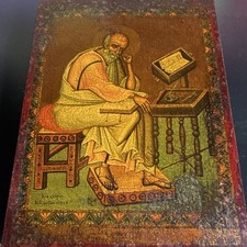 Antique Byzantine Style Wood Icon Of Saint Matthew the Evangelist picture