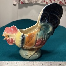Vintage Ceramic Rooster Planter Hand Painted Mid Century Modern Decor Figurine picture