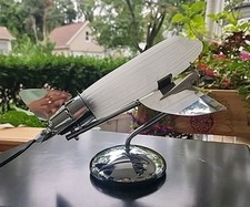 Vintage Art Deco 12” Airplane Table Lamp Chrome Frosted Glass Wings Pilot DC3 picture