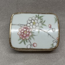 Vintage Chinese Porcelain & Silver Plate Shard Box. Trinket/jewelry/keepsake Box picture