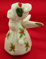 Vintage Enesco KISSING ANGEL With Gold Detailing Christmas Holly & Ivy Design picture