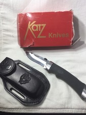 Katz Knives Cheetah XT80 Lockback Folding Pocket Knife SERRATED w/Leather Sheath picture