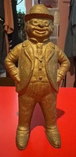Vintage A.C. Williams Foxy Grandpa Cast Iron Still Penny Coin Bank Gold Finish picture