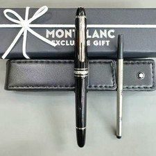MONTBLANC Meisterstück 145 Classique Black Rollerball Pen Silver Trim Luxury picture
