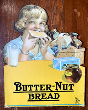 1930s BUTTER-NUT BREAD vintage die-cut bakery cardboard display COUNTRY STORE picture