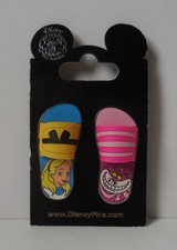 Disney Pin DLR WDW 2015 Alice & Cheshire Sandal Flip Flop Set Pins picture