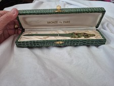 FRENCH ANTIQUE BRONZE ORNATE LETTER OPENER  IN PRESENTATION BOX SIGNED RISCHMANN picture