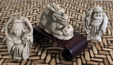 Vintage Miniature 3-Resin Netsuke Figurines 2