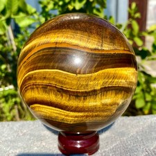 3.68LB Large Natural Tiger's Eye Ball Quartz Crystal Sphere Gem Healing Décor picture