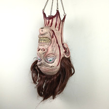 Decapitated Severed Head Halloween Prop Latex Hanging Bloody Corpse Man picture