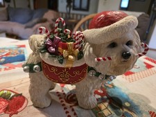 Danbury Mint Christmas Bichon Frise Santa Dog Figurine Large Holiday Decor picture