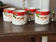 vintage Fitz & Floyd Santa Claus ceramic mugs – set of 4, Christmas, Holiday picture