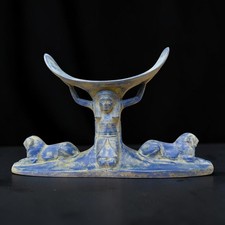 Rare Ancient Egyptian Headrest Sculpture Unique Statue Pharaonic Mythology BC picture