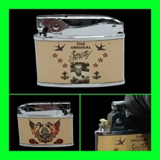 Unique Vintage Sailor Jerry Tattoo Unfired Flat Ad Cigarette Lighter RARE Workin picture