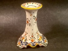 Vintage French Faience Floral Candle Holder Mount Saint Michel picture
