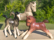 Vintage Robert Simmons Set of 3 MCM Porcelain Horse Figurines Hi Whoa #2068 picture