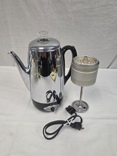 Vtg Chrome Sunbeam Deluxe Automatic Percolator AP-20 10 Cup Electric picture