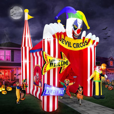 Kalolary 12FT Tall Halloween Inflatables Archway Clown Circus Haunted House picture