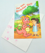VINTAGE AG 2001-02 DRAGON TALES BIRTHDAY Card For Girl w/ Color page & Envelope picture
