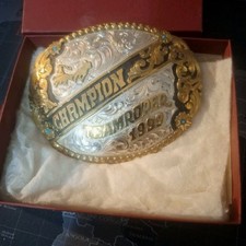 1999 LARG TROPHY BUCKLE CHAMPION TEAM ROPER, RODEO COWBOY  picture